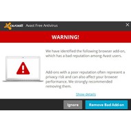 Warning screen of Avast Free Antivirus 2015