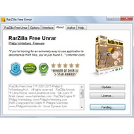 About tab of RarZilla Free Unrar
