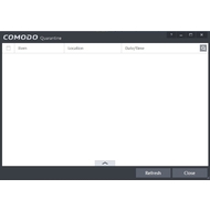 Quarantine screen of Comodo Antivirus