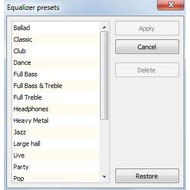 Equalizer presets in AIMP