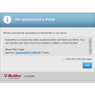Quarantined threat in McAfee LiveSafe